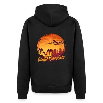 South Carolina - Unisex Premium Bio Zip Hoodie - Schwarz - Hinten - Nico (187cm)