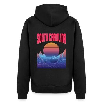 South Carolina - Unisex Premium Bio Zip Hoodie - Schwarz - Hinten - Nico (187cm)