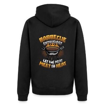 Amateurs de barbecue. La viande sur le gril - Veste à capuche bio Premium Unisexe - noir - Dos - Nico (187cm)