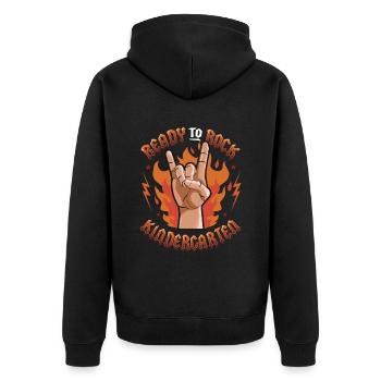 Ready To Rock Kindergarten, First Day - Unisex Premium Organic Zip Hoodie - black - Back - Nico (187cm)