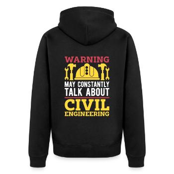 Civil Engineer Warning May Constantly Contractor - Unisex Premium Bio Zip Hoodie - Schwarz - Hinten - Nico (187cm)