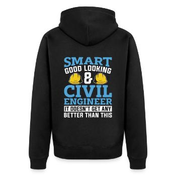 Civil Engineer Smart Good Looking & Engineering - Unisex Premium Bio Zip Hoodie - Schwarz - Hinten - Nico (187cm)