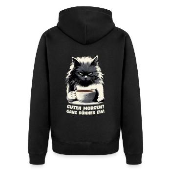 Guten Morgen? Ganz Dünnes Eis Schwarze Katze - Unisex Premium Bio Zip Hoodie - Schwarz - Hinten - Nico (187cm)
