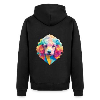 Pudel Hund Polygon Hunde Design Haustier Pudel - Unisex Premium Bio Zip Hoodie - Schwarz - Hinten - Nico (187cm)