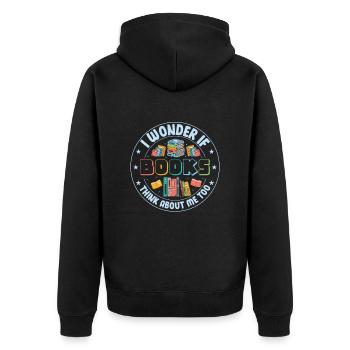 Coole Bücher Lesebuchliebhaber Alphabetisierung Bibliothekar - Unisex Premium Bio Zip Hoodie - Schwarz - Hinten - Nico (187cm)