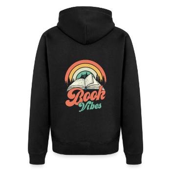 Coole Bücher Lesebuchliebhaber Alphabetisierung Bibliothekar - Unisex Premium Bio Zip Hoodie - Schwarz - Hinten - Nico (187cm)