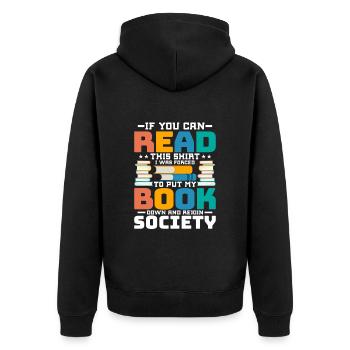 Coole Bücher Lesebuchliebhaber Alphabetisierung Bibliothekar - Unisex Premium Bio Zip Hoodie - Schwarz - Hinten - Nico (187cm)