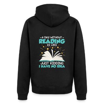 Coole Bücher Lesebuchliebhaber Alphabetisierung Bibliothekar - Unisex Premium Bio Zip Hoodie - Schwarz - Hinten - Nico (187cm)