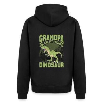 Lustiger Dinosaurier-Spruch T Rex Dino - Unisex Premium Bio Zip Hoodie - Schwarz - Hinten - Nico (187cm)