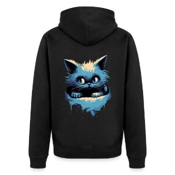 Mystisches Kätzchen Fantasy Magisch Süße Katze - Unisex Premium Bio Zip Hoodie - Schwarz - Hinten - Nico (187cm)
