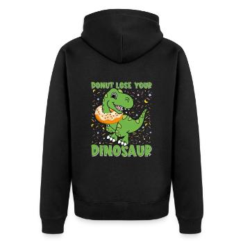 Lustiger Dinosaurier-Spruch T Rex Dino - Unisex Premium Bio Zip Hoodie - Schwarz - Hinten - Nico (187cm)