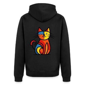 Eine abstrakte Illustration einer niedlichen Katze - Unisex Premium Bio Zip Hoodie - Schwarz - Hinten - Nico (187cm)