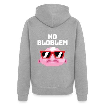No Bloblem Pixel Blobfish Fisch Meer - Unisex Premium Bio Zip Hoodie - Grau meliert - Hinten - Nico (187cm)
