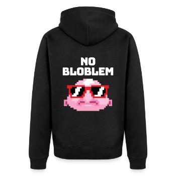 No Bloblem Pixel Blobfish Fisch Meer - Unisex Premium Bio Zip Hoodie - Schwarz - Hinten - Nico (187cm)