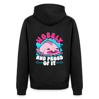 Blobfisch Wobbly And Proud Of It - Unisex Premium Organic Zip Hoodie - black - Back - Nico (187cm)