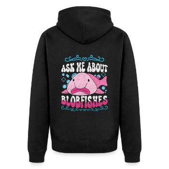 Blobfisch Posez-moi des questions sur les blobfishes - Veste à capuche bio Premium Unisexe - noir - Dos - Nico (187cm)