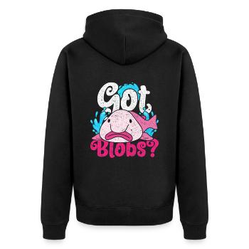 Blobfisch Got Blobs? - Unisex Premium Bio Zip Hoodie - Schwarz - Hinten - Nico (187cm)