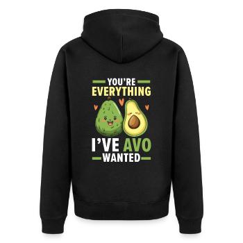 Avocado Paar Beziehung Avocado Frucht Guac - Unisex Premium Bio Zip Hoodie - Schwarz - Hinten - Nico (187cm)
