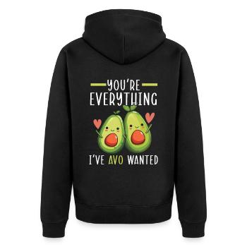 Avocado Couple Relationship Avocado Fruit Guac - Unisex Premium Organic Zip Hoodie - black - Back - Nico (187cm)