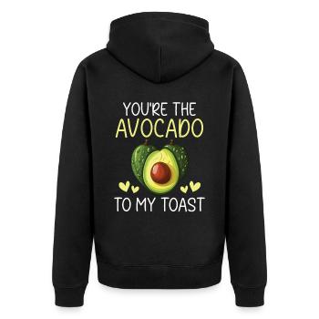 Avocado Paar Beziehung Avocado Frucht Guac - Unisex Premium Bio Zip Hoodie - Schwarz - Hinten - Nico (187cm)