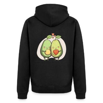 Avocado Couple Relationship Avocado Fruit Guac - Unisex Premium Organic Zip Hoodie - black - Back - Nico (187cm)