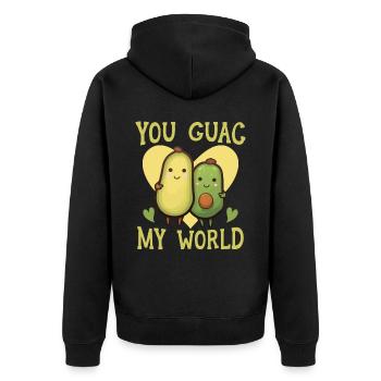 Avocado Paar Beziehung Avocado Frucht Guac - Unisex Premium Bio Zip Hoodie - Schwarz - Hinten - Nico (187cm)