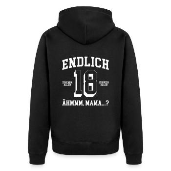 Endlich 18 Geburtstag Ich Kann Alles Ich Weiß - Unisex Premium Bio Zip Hoodie - Schwarz - Hinten - Nico (187cm)