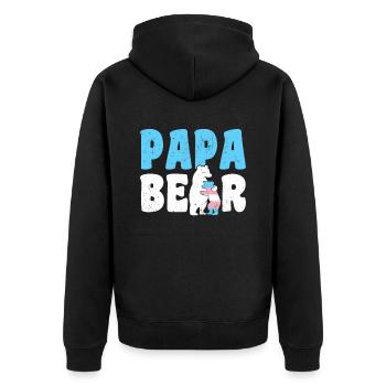 Papa Bear - Unisex Premium Bio Zip Hoodie - Schwarz - Hinten - Nico (187cm)