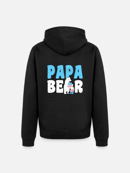 Papa Bear - Unisex Premium Organic Zip Hoodie - black