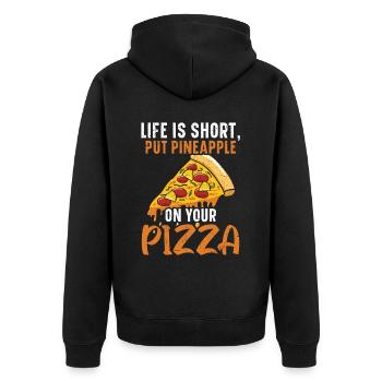 Pizza And Pineapple Tropical Fruit Pizza Eater - Unisex Premium Organic Zip Hoodie - black - Back - Nico (187cm)