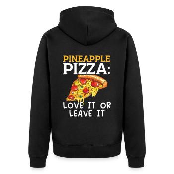 Pizza Und Ananas Tropische Früchte Pizzaesser - Unisex Premium Bio Zip Hoodie - Schwarz - Hinten - Nico (187cm)