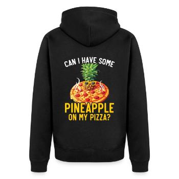 Pizza Und Ananas Tropische Früchte Pizzaesser - Unisex Premium Bio Zip Hoodie - Schwarz - Hinten - Nico (187cm)