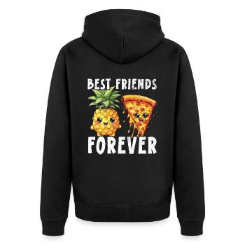 Pizza Und Ananas Tropische Früchte Pizzaesser - Unisex Premium Bio Zip Hoodie - Schwarz - Hinten - Nico (187cm)