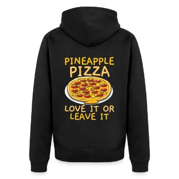 Pizza Und Ananas Tropische Früchte Pizzaesser - Unisex Premium Bio Zip Hoodie - Schwarz - Hinten - Nico (187cm)