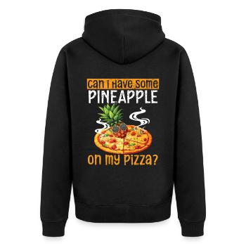 Pizza Und Ananas Tropische Früchte Pizzaesser - Unisex Premium Bio Zip Hoodie - Schwarz - Hinten - Nico (187cm)