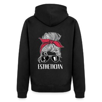 Cute Licensed Esthetician Skincare - Unisex Premium Bio Zip Hoodie - Schwarz - Hinten - Nico (187cm)