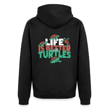 Sea Turtle Tortoise Life Is Better - Unisex Premium Bio Zip Hoodie - Schwarz - Hinten - Nico (187cm)