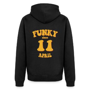 Funky Anniversaire: Avril 2011 - Flower Power - Veste à capuche bio Premium Unisexe - noir - Dos - Nico (187cm)