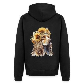 Mignon anglais cocker épagneul tournesol chien race pe - Veste à capuche bio Premium Unisexe - noir - Dos - Nico (187cm)