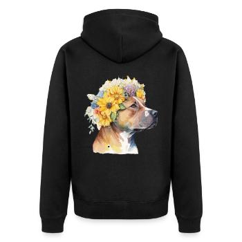 Mignon Staffordshire Bull Terrier Sunflower Dog Race - Veste à capuche bio Premium Unisexe - noir - Dos - Nico (187cm)