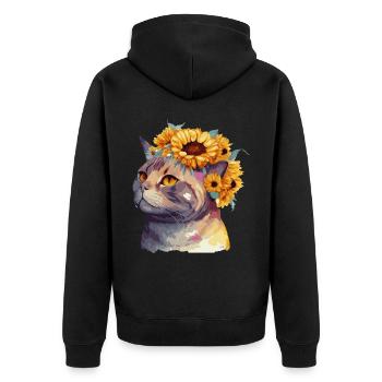 Mignon American Shorthair Sunflower Cat Breed Pet Ki - Veste à capuche bio Premium Unisexe - noir - Dos - Nico (187cm)