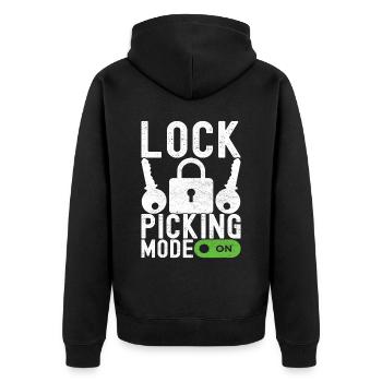 Schlüsseldienst Locksmith Dietrich - Unisex Premium Bio Zip Hoodie - Schwarz - Hinten - Nico (187cm)