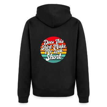 Schwarzer Humor Kurz - Unisex Premium Bio Zip Hoodie - Schwarz - Hinten - Nico (187cm)