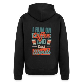 Schwarzer Humor Kaffee - Unisex Premium Bio Zip Hoodie - Schwarz - Hinten - Nico (187cm)