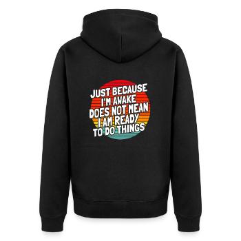 Schwarzer Humor - Unisex Premium Bio Zip Hoodie - Schwarz - Hinten - Nico (187cm)