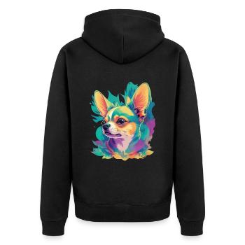 Chihuahua Hund Hunde Design Haustier Hundeliebe - Unisex Premium Bio Zip Hoodie - Schwarz - Hinten - Nico (187cm)