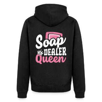 Soap Making, Soap Maker, Soapologist - Unisex Premium Organic Zip Hoodie - black - Back - Nico (187cm)