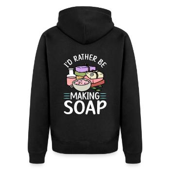Fabrication de savon, savonnier, savonologue - Veste à capuche bio Premium Unisexe - noir - Dos - Nico (187cm)