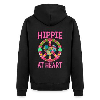 Peace Groovy - Unisex Premium Organic Zip Hoodie - black - Back - Nico (187cm)