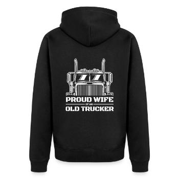 Lkw Fahrer Trucker Lastwagenfahrer Alter Trucker - Unisex Premium Bio Zip Hoodie - Schwarz - Hinten - Nico (187cm)